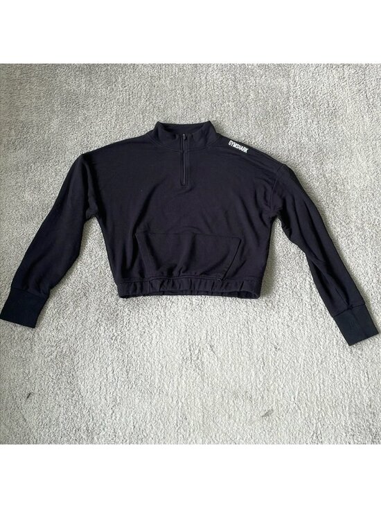 Gymshark Tops - VGC Gymshark 1/4 Zip Cropped Top with Front Pocket - Size Small